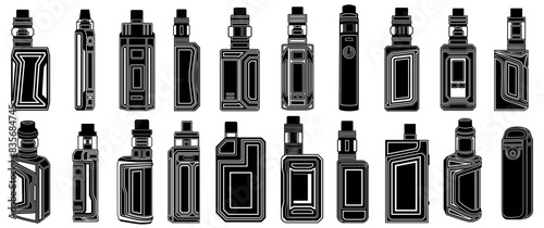 set vape icon logo. trendy smoke devices symbol design illustration