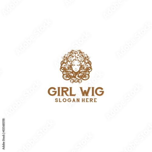 Curly hair logo vector illustration