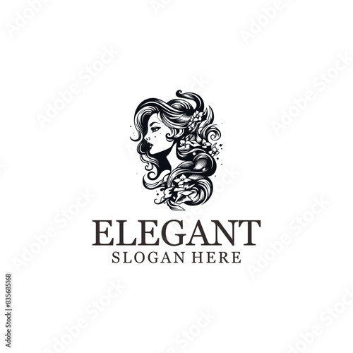 Elegant man and woman logo vector illustration