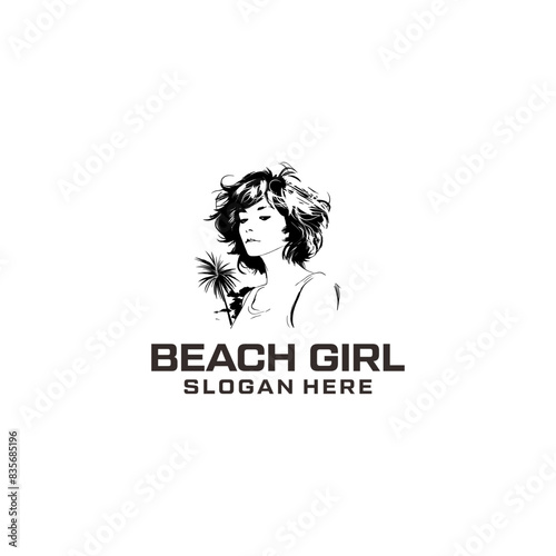 Beach girl logo vector illustration