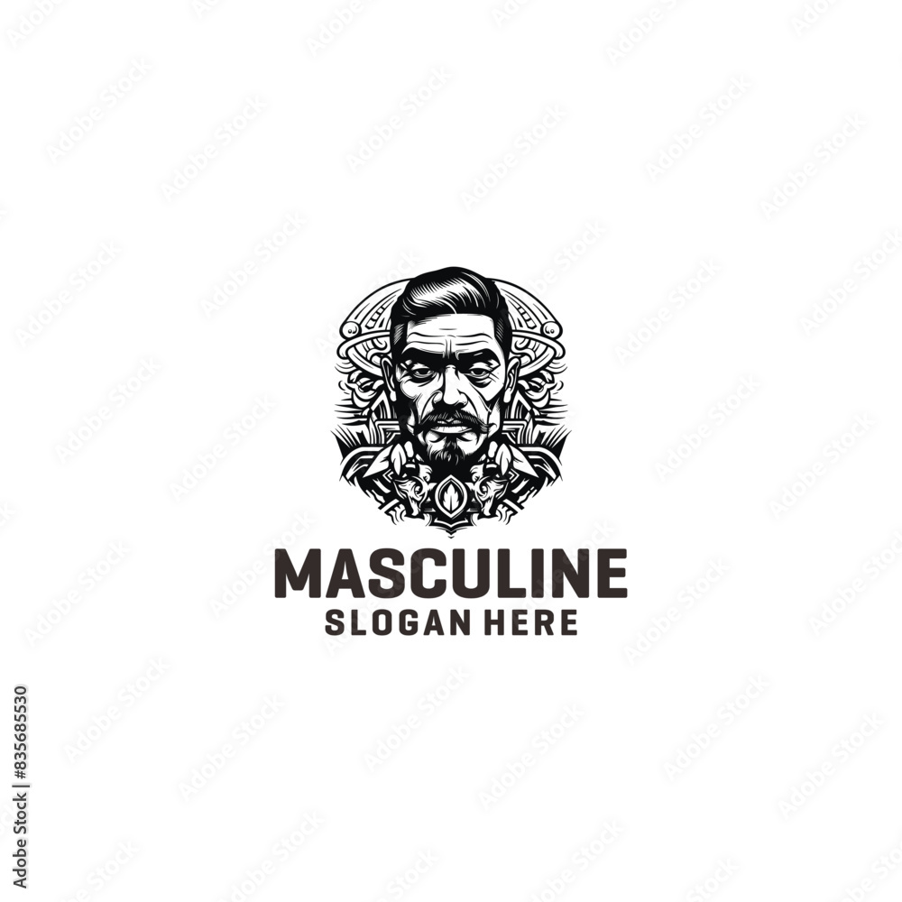 Masculine man logo vector illustration