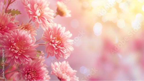 chrysanthemum flowers in the garden with bokeh background copy space for text