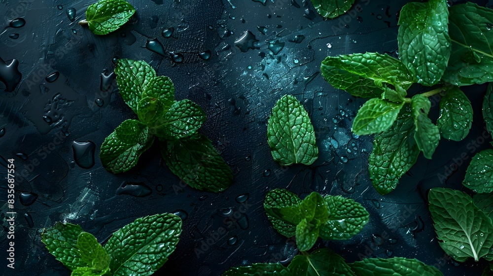 Fresh mint leaf on black background
Fresh mint leaf on black background