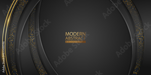 Abstract background with glitter and golden lines glowing dots golden combinations.