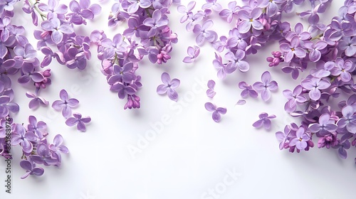 Beautiful lilac flowers isolated on white background, set, collection, closeup