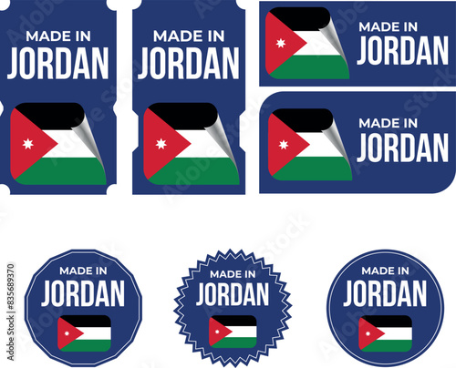 Made in Jordan. Jordan flag, Tag, Seal, Stamp, Flag, Icon vector