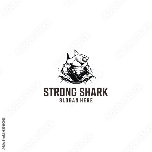 Muscle shark logo vector illustration