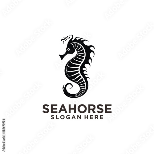 Seahorse vintage logo vector illustration