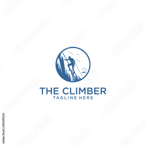 Climbing mountain logo vector illustration