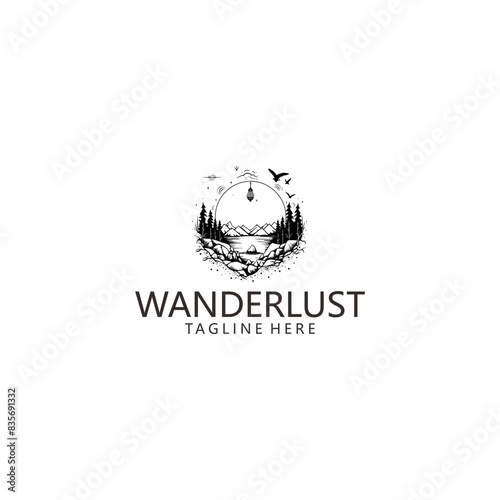Wanderlust view logo vector illustration
