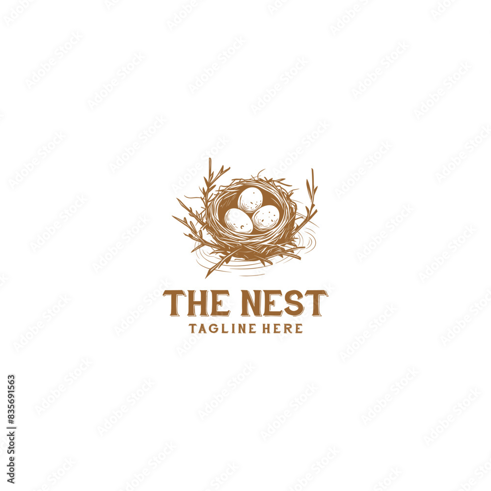 Fototapeta premium Vintage nest logo vector illustration