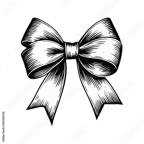 Black and White Ribbon Vector in vintage style
