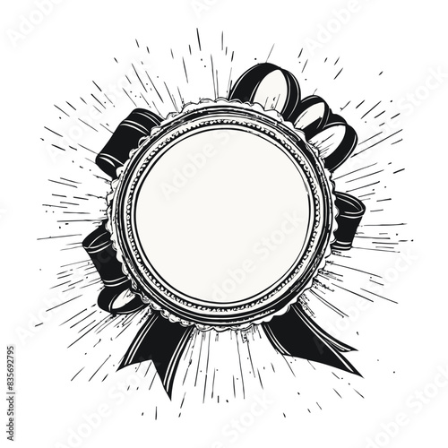 Black and White Ribbon Vector in vintage style