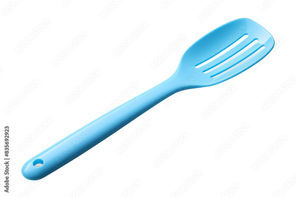 Blue silicone kitchen slotted spoon. Cooking tool. Blue silicone kitchen slotted spoon. Cooking tool.