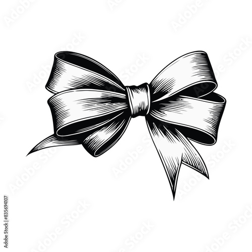 Black and White Ribbon Vector in vintage style