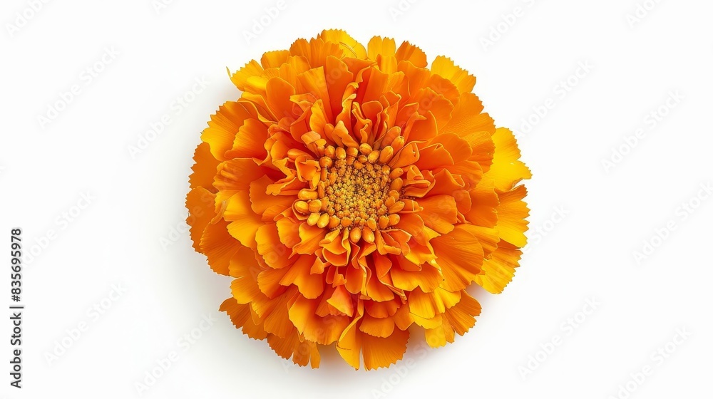 Worms-eye view of a vibrant marigold flower Worms-eye view of a vibrant marigold flower