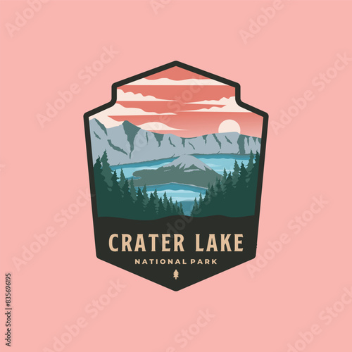 Crater lake national park vintage logo vector symbol illustration design