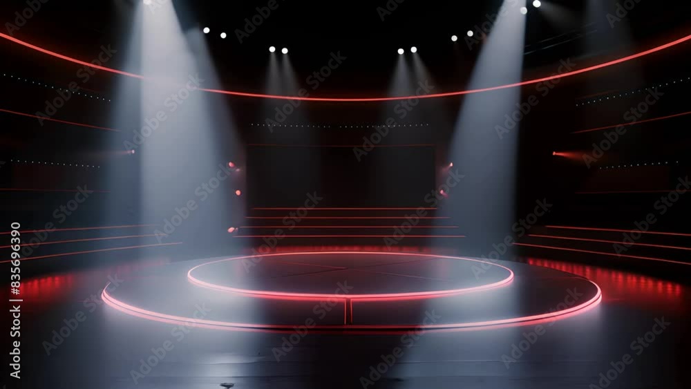 podium Futuristic showcase with platform for product displaying. Empty modern stage display. Seamless looping motion design. Video animation Ultra HD 4K 3840x2160

