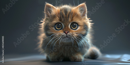 A kitten with a dark background and a light brown face. Cute little cat kitty baby animal   © Mustafa