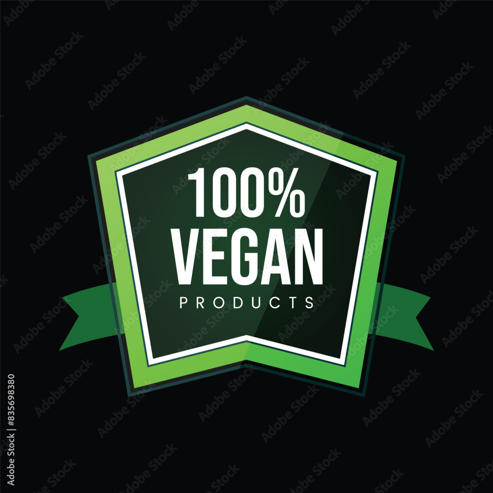 Naklejka premium Discover 100% Vegan Purely Plant-Based vector design 