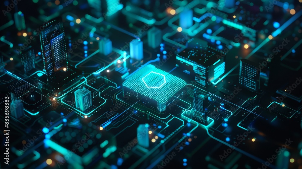 Network connections with glowing nodes forming intricate networks in teal, blue, green colors. Abstract digital technology wallpaper with geometric lines for design and presentation Network connections with glowing nodes forming intricate networks in teal, blue, green colors. Abstract digital technology wallpaper with geometric lines for design and presentation