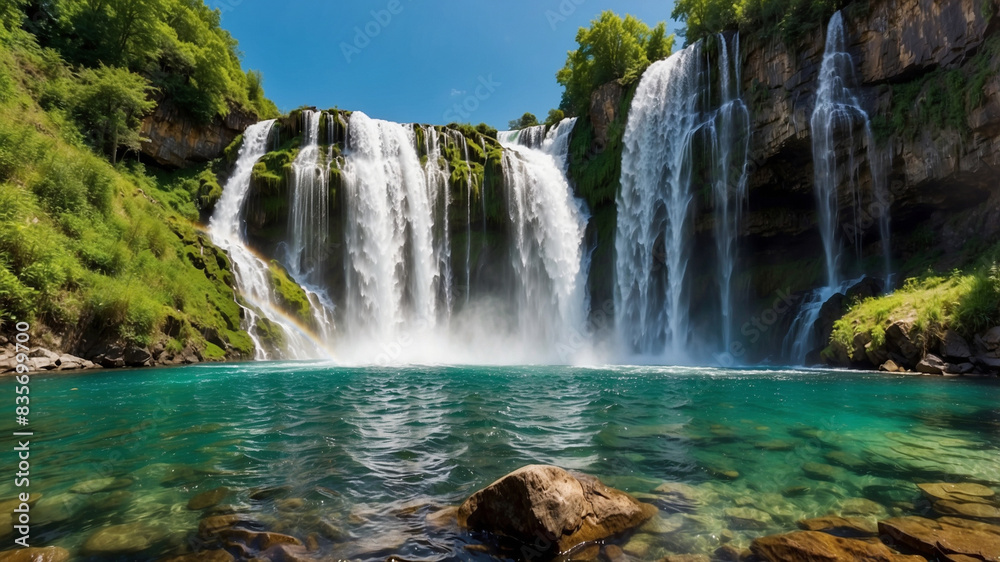 Obraz premium paradise waterfall landscape view