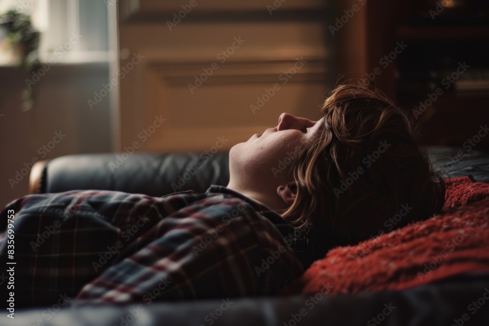 Obraz premium A person lying on a therapist’s couch, engaging in a deep, meaningful conversation