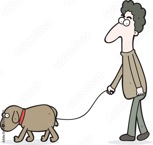 Dog walking cartoon