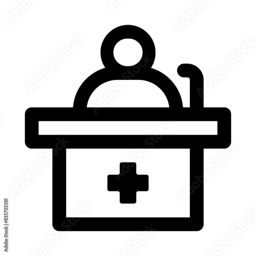 receptionist hospital line icon