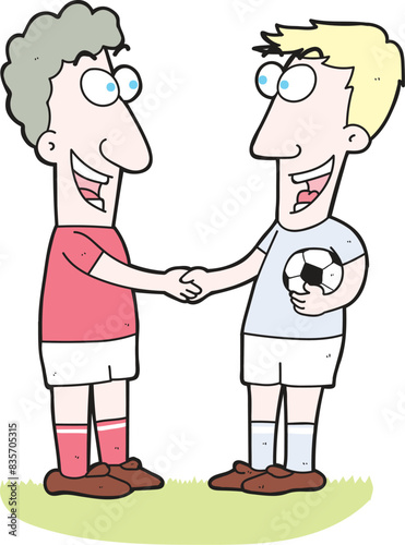 Two soccer players shaking hands