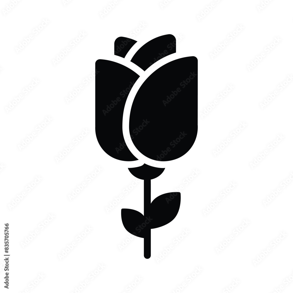 Rose flower vector design in modern style, editable icon