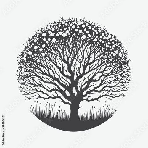 Print Captivating Blackthorn Tree Silhouette, A Timeless Natural Elegance
