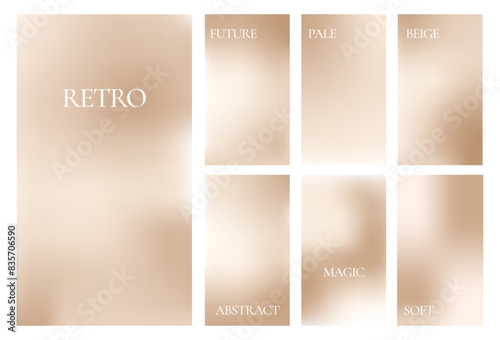 Nude Gradient. Soft wave Background with modern typography. Set of banners for social media. Aesthetic Vector illustration.