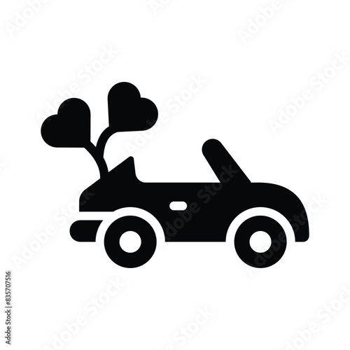 Wedding car with heart balloons, ready to use and download