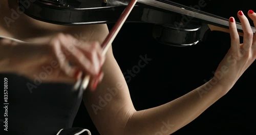 Concert dress, black violin, focus on music
