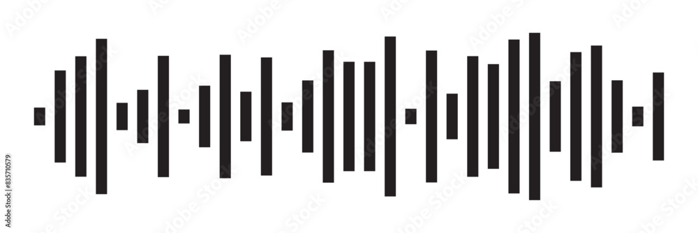 Music player sound bar. Audio speech spectrum noise collection. Sound waves of voice. Record interface. Equalizer icons with soundwave line isolated on white background in eps 10. Music player sound bar. Audio speech spectrum noise collection. Sound waves of voice. Record interface. Equalizer icons with soundwave line isolated on white background in eps 10.