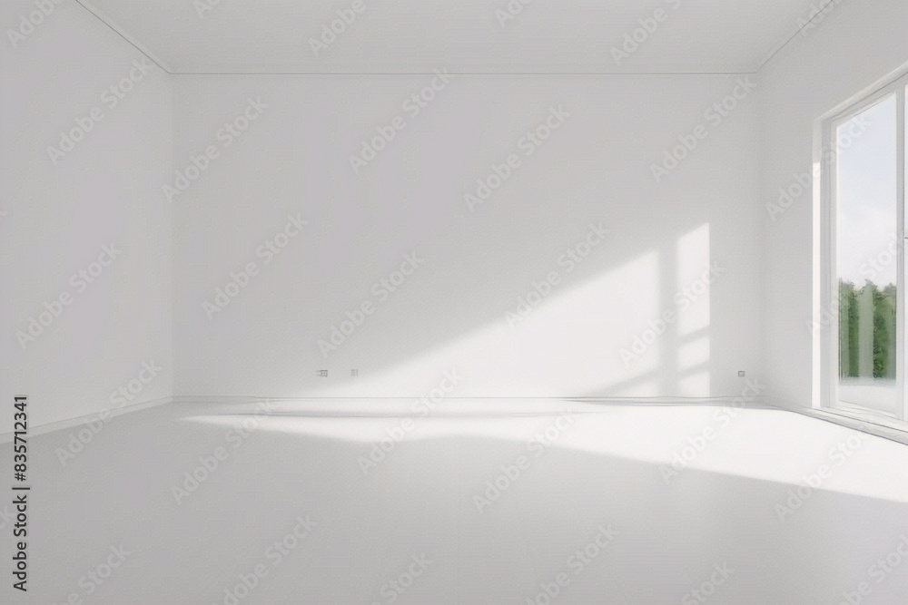 Habitación mínima vacía con ventanas y superficie de luz natural. Habitación mínima vacía con ventanas y superficie de luz natural.
