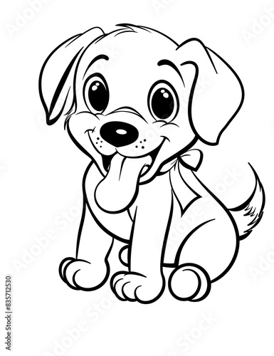 Puppy Play  Simple Line Art Coloring Page - Line Art - Easy Coloring Pages - Coloring Pages for All Ages - Printable pages  - Black and white