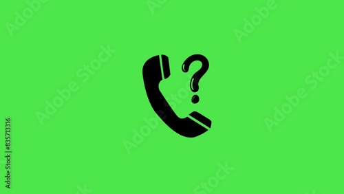 Motion graphic telephone and question mark icon green background. Perfect for clip video elements. photo