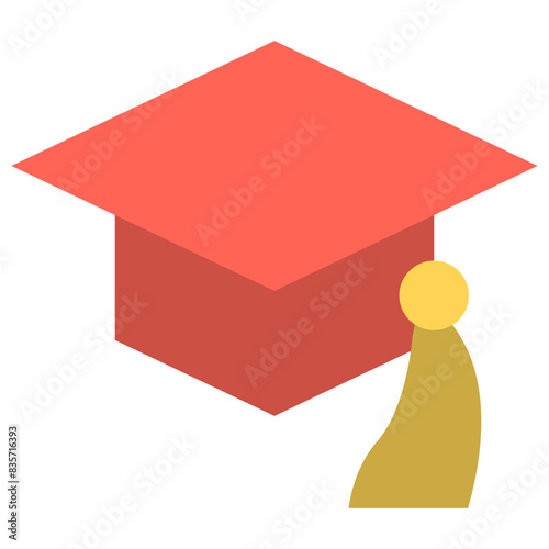 mortar board flat icon