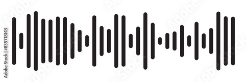 Music player sound bar. Audio speech spectrum noise collection. Sound waves of voice. Record interface. Equalizer icons with soundwave line isolated on white background in eps 10.