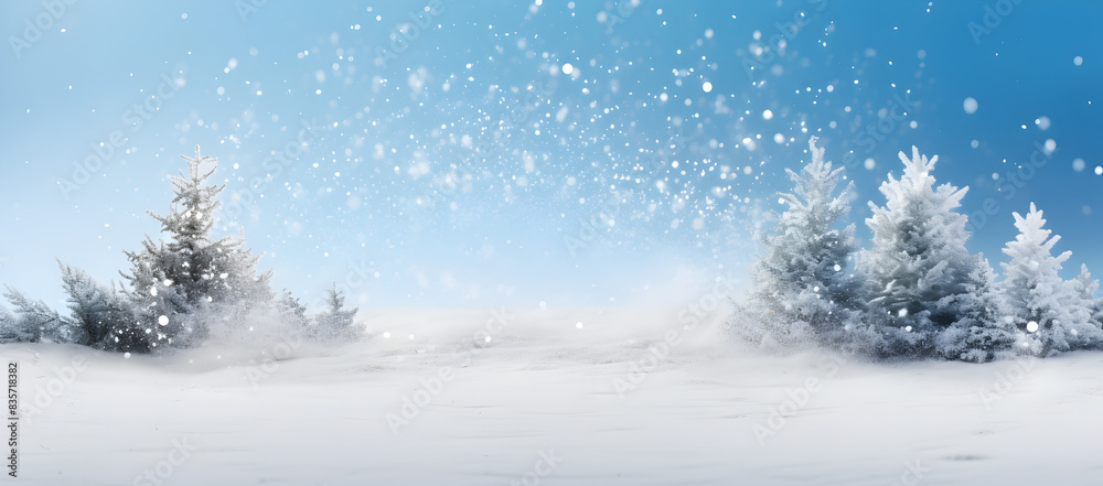 winter night landscape. snowy forest and fir branches.