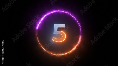 The Countdown Begins: A Glowing Number Five Encircles a Dark Void.
