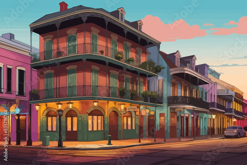 bourbon street new orleans illustration