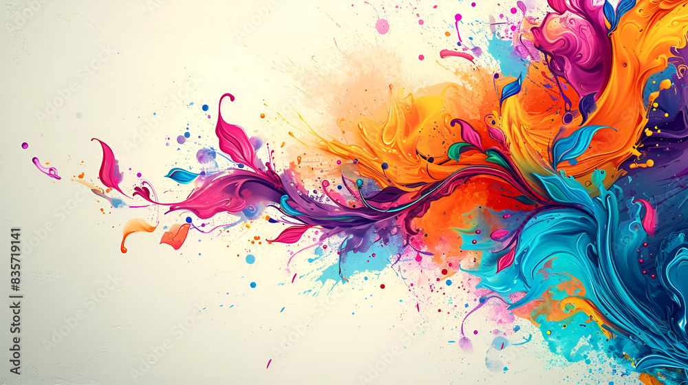 Colorful paint splashes on white background, creating a vibrant and dynamic visual composition. Colorful paint splashes on white background, creating a vibrant and dynamic visual composition.