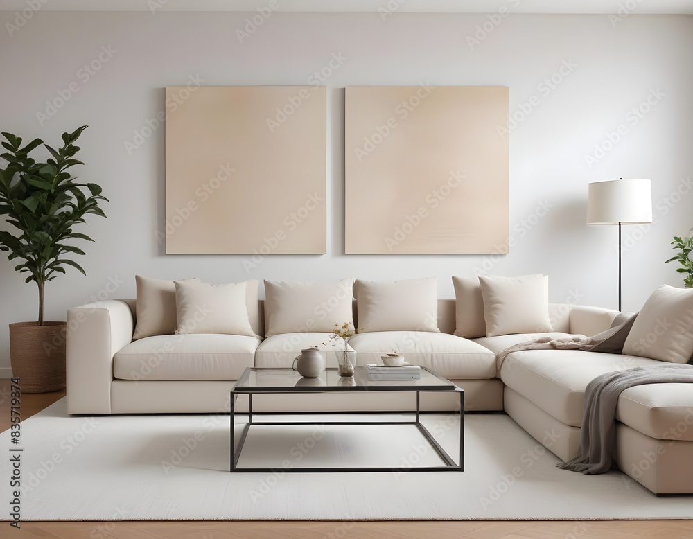 Frame mockup, ISO A paper size. Living room poster mockup. Modern interior design. Living room Interior mockup with house background. 3D render Frame mockup, ISO A paper size. Living room poster mockup. Modern interior design. Living room Interior mockup with house background. 3D render