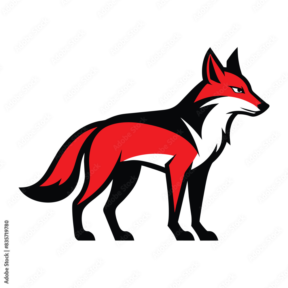 Solid color Coyote animal vector design