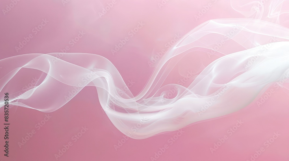 Soft pink background with delicate white smoke, minimalist serenity portrayed.