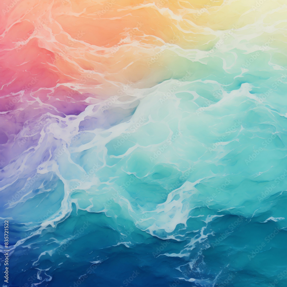 Vibrant Ocean Waves with a Spectrum of Colors from Sunset to Deep Blue ...