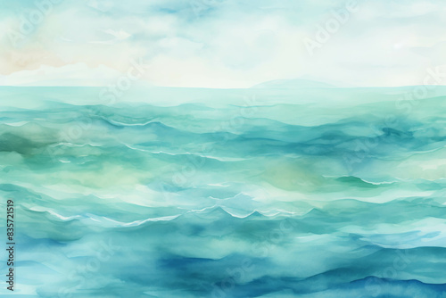Serene Sea with Subtle Green and Blue Hues Blending into the Horizon © Gun